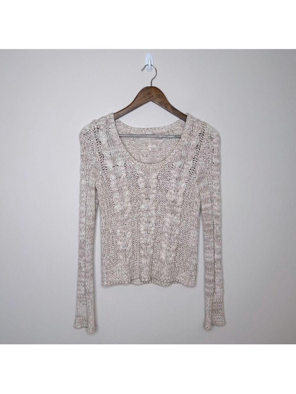 Free People Beige Cable Knit Sweater XS